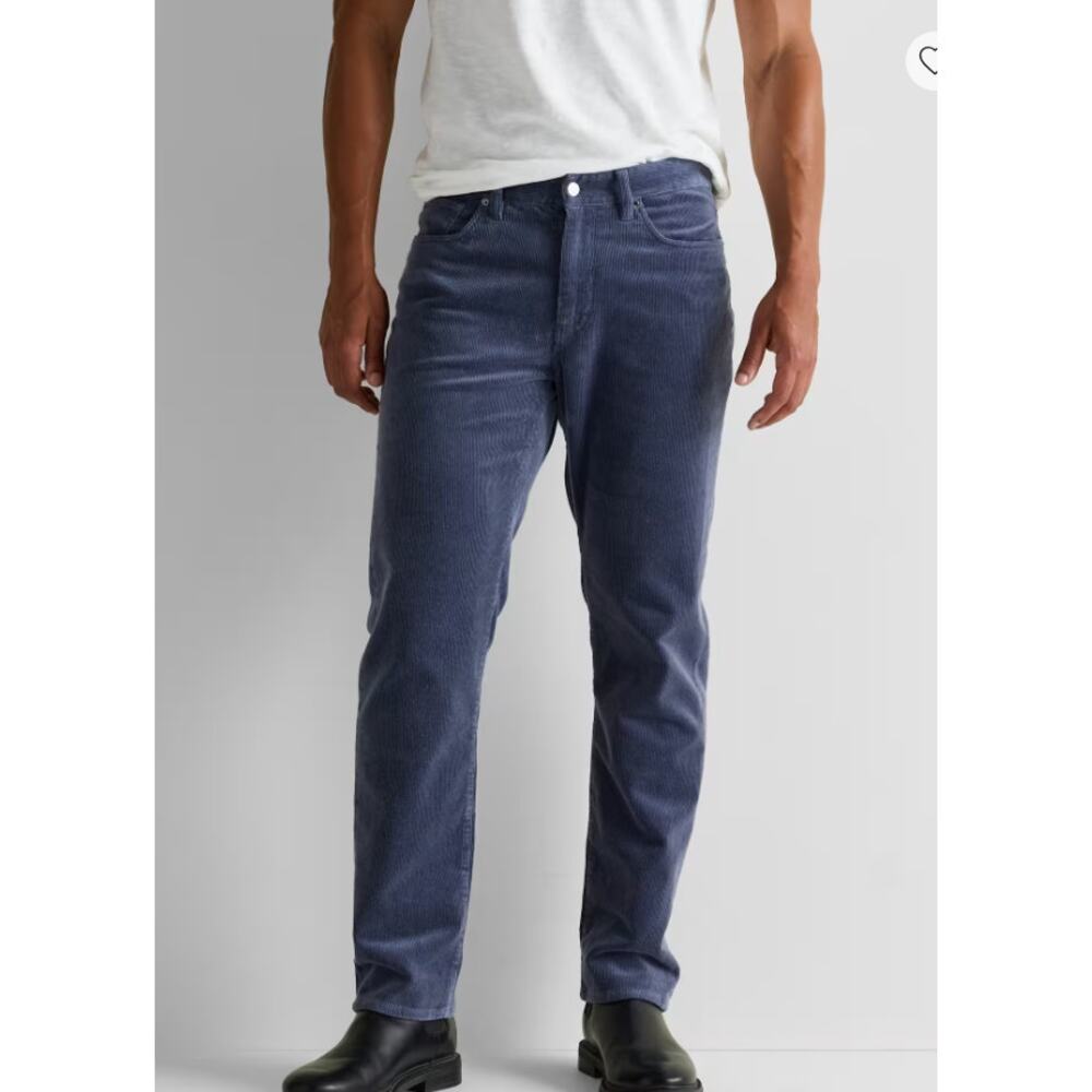 Quince Corduroy Pants Mens 30X30 Organic Cotton Stretch Blue Trousers Office
